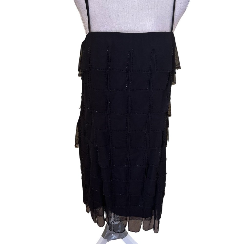 White House Black Market Black Layered Beaded Chiffon  Sleeveless Mini Dress 12